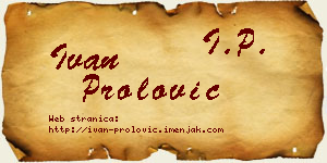 Ivan Prolović vizit kartica
